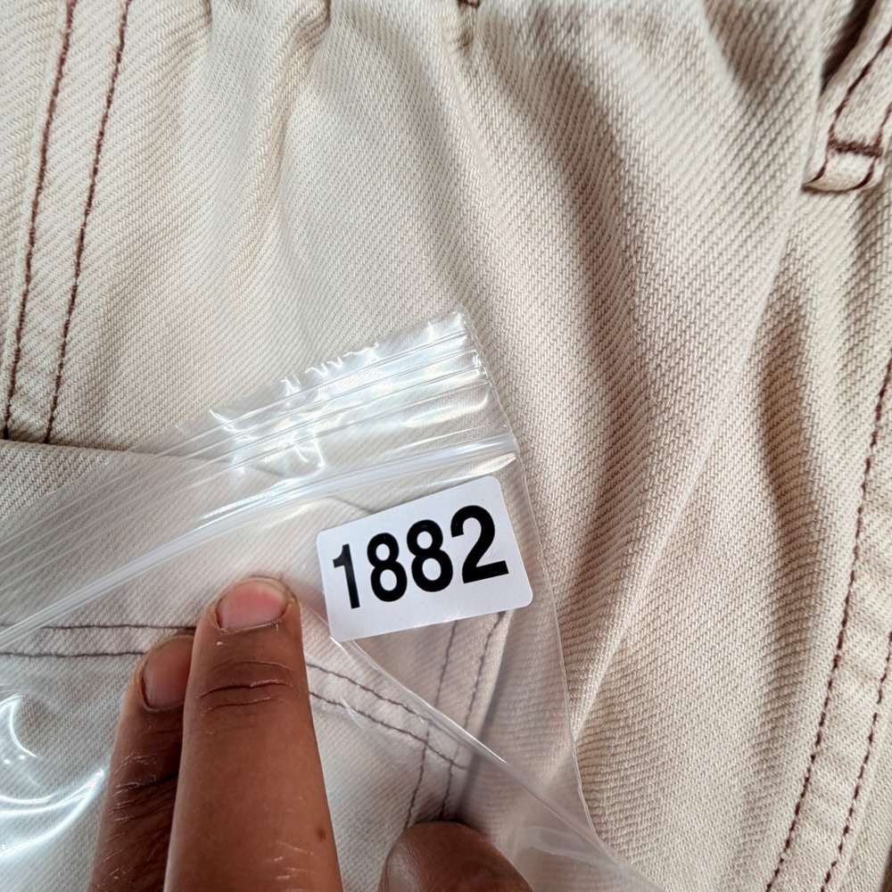 BDG Urban Outfitters Cargo Pants 34 Ivory Contrast Stitch Wide Leg New - Picture 10 of 10
